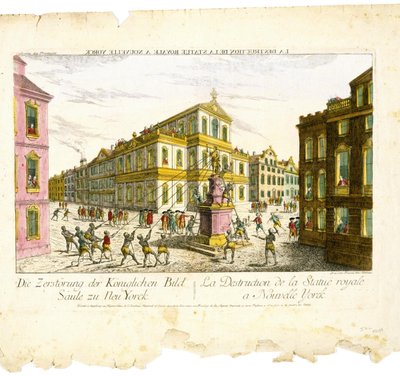 Distruzione della statua reale a New York da Balthasar Friedrich Leizel